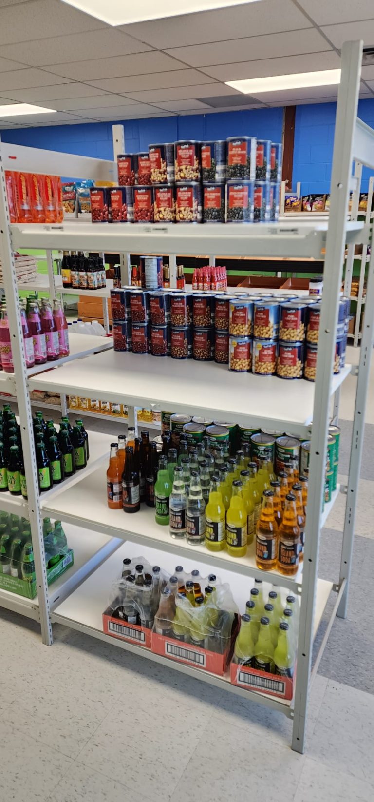 Close up shot of groceries on the shelves of Sunshine Grocers West Indian Store