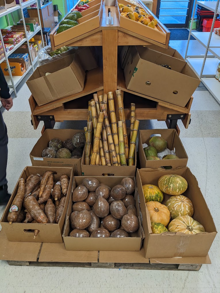 Close up shot of tropical fruit sold at Sunshine Grocers West Indian Store